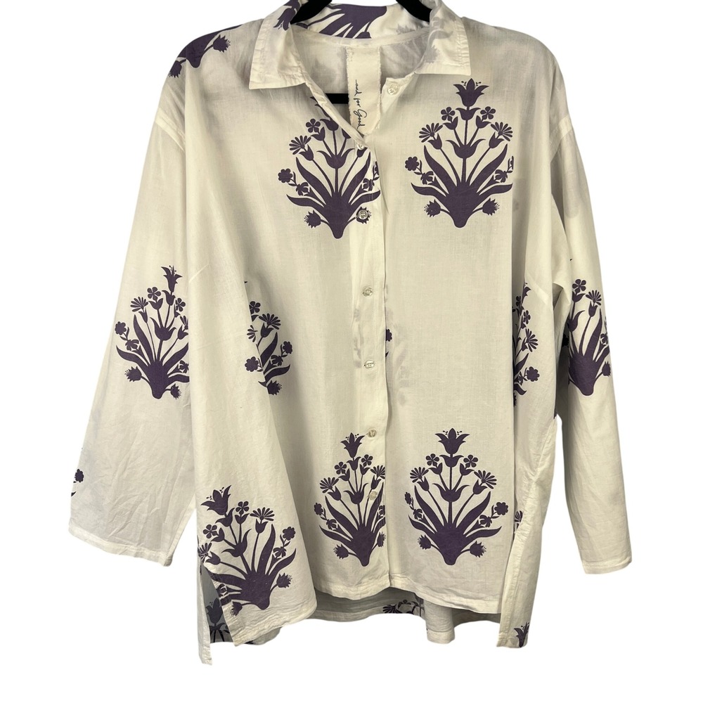 And For Good Organic Cotton Oversized‎ Boyfriend Shirt Cameo Floral